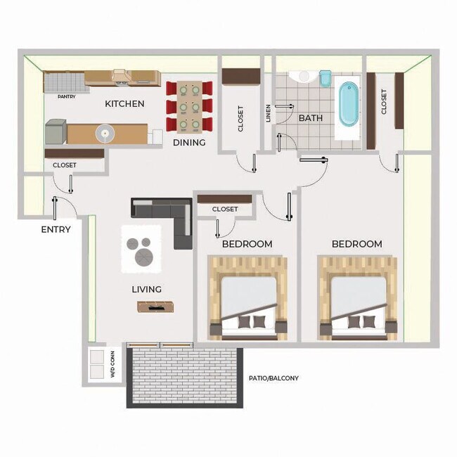 2 Bed 2 Bath 112 floor plan